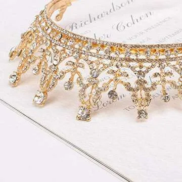COCIDE Gold Tiara and Crown for Women Birthday Headband for Girls Crystal Queen Crown Hair Accessories for Bride Party Bridesmaids Bridal Prom Halloween Costume Cosplay Christmas Gifts (DARK GOLD)