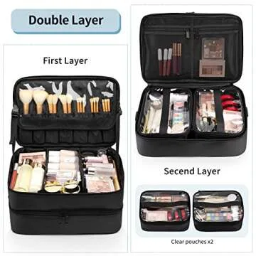 Extra Large Makeup Case, Professional Makeup Artist Traveling Bag, Double Layer XL Makeup Travel Cas...