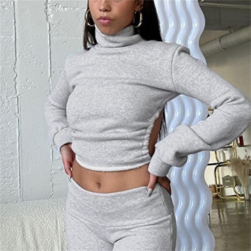 iTranyee Women's Casual Fall Solid Outfits Y2k Backless Slim Fit Pants Set Drawstring Top Flare Pants Lounge Set Streetwear