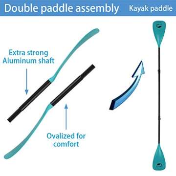YVLEEN SUP Paddle Board Paddle，Stand up Paddleboard Paddles Adjustable Aluminum 4-Piece Floating Kayak Paddle，Convertible Paddle