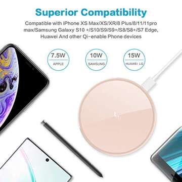 Fast Wireless Charger,Vebach 15W Max Wireless Charging Pad,Fashionable Mirror Design Compatible with iPhone 14/13 Pro Max/13 Mini/iPhone 12 Pro Max/11 Pro Max,Samsung S21/S20/Note 10 etc