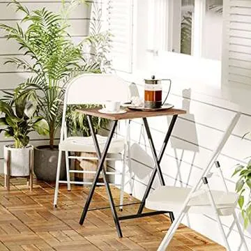 HOOBRO Folding TV Tray Tables - Stylish Set of 4