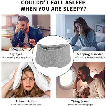 Sleep Mask for Men Women,100% Cotton Sleep Eye Mask with Fully Adjustable Strap, 100% Light Blocking...