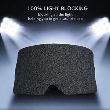 Sleep Mask for Men Women,100% Cotton Sleep Eye Mask with Fully Adjustable Strap, 100% Light Blocking Eye Mask for Sleeping, 0 Pressure Eye Covers for Travel Yoga Nap (Gray)