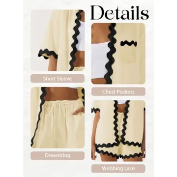 Stylish ARTFREE Women's Summer Pajama Sets Short Sleeve