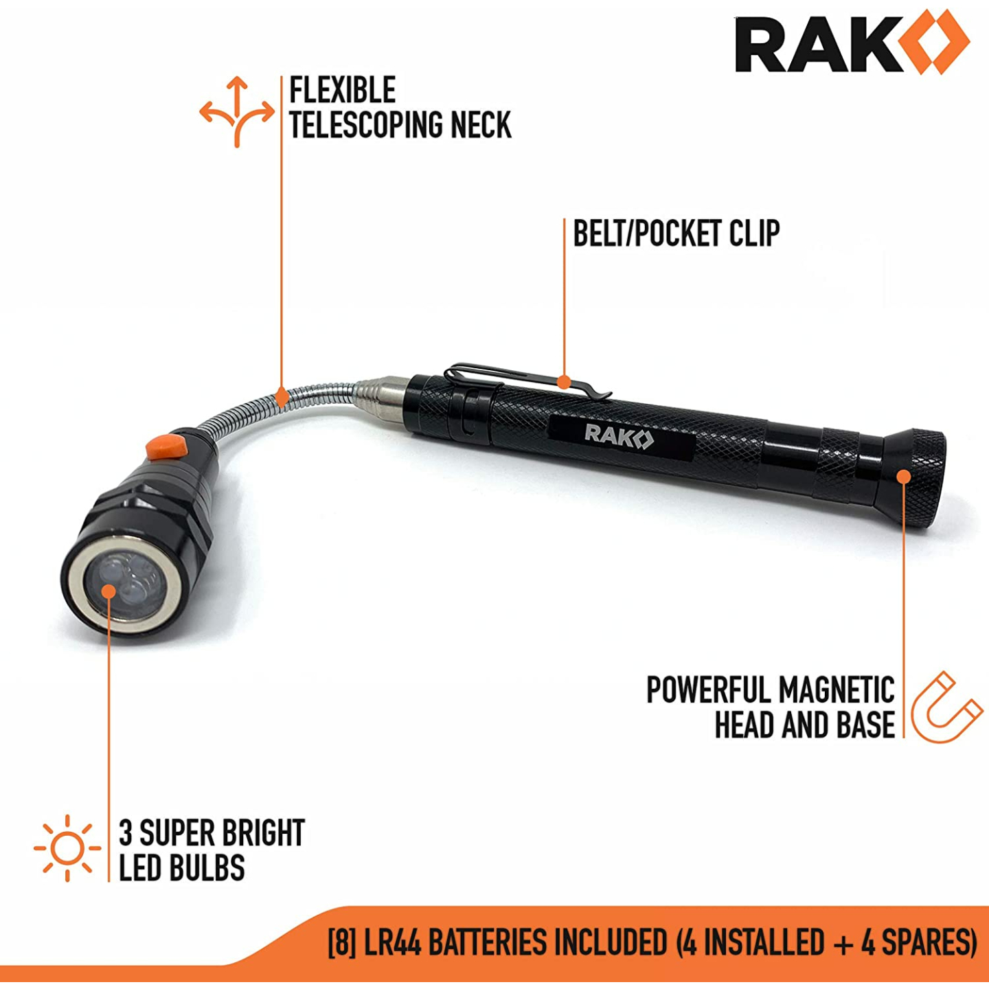 RAK Magnetic Pickup Tool & Flashlight - Perfect Gift