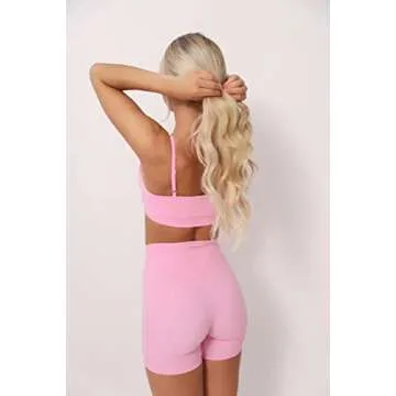 Aoxjox Trinity Workout Biker Shorts for Women Tummy Control High Waisted Exercise Athletic Gym Running Yoga Short 6" (Prism Pink, Large)