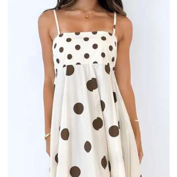 NUFIWI Women Summer Striped Maxi Dress Spaghetti Strap Cutout Ruffle Long Dress Flowy Swing Beach Vocation Dress(Swing Brown 22,Medium)