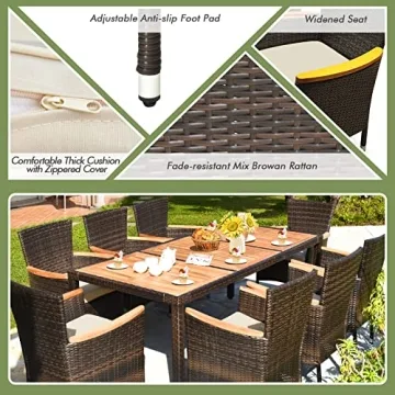 GLACER 9 Pieces Outdoor Patio Dining Set for Gatherings