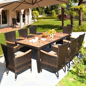 GLACER 9 Pieces Outdoor Patio Dining Set for Gatherings