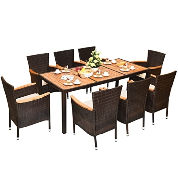 GLACER 9 Pieces Outdoor Patio Dining Set for Gatherings