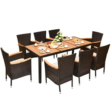 GLACER 9 Pieces Outdoor Patio Dining Set for Gatherings