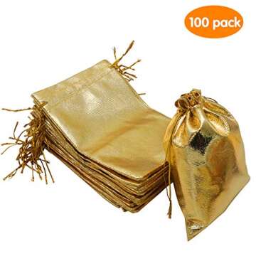 HRX Gold Gift Bags 100pcs for Weddings Parties & More
