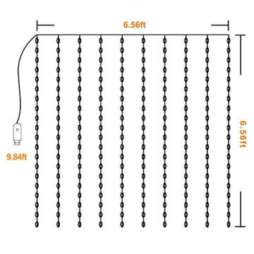 KPROE Fairy Curtain Lights - 16-Color Changing String Lights with Remote, 4 Lighting Modes, Ideal for Christmas, Weddings, Parties, Room Decor - Rainbow Backdrop