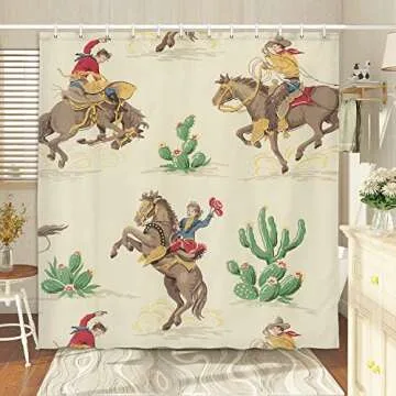 VeiVian Cowboy Shower Curtain - Colorful Rustic Design