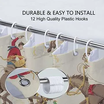 VeiVian Cowboy Shower Curtain - Colorful Rustic Design