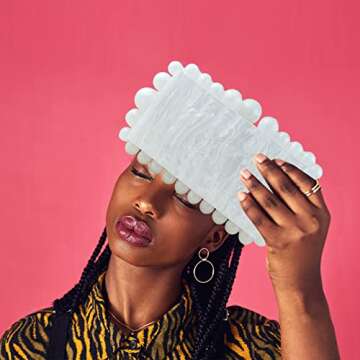 ARTLUXE Acrylic Beaded Clutch Purses for Women Evening Clutch Hard Beaded Shoulder Acrylic Bag Party Wedding Clutches,White