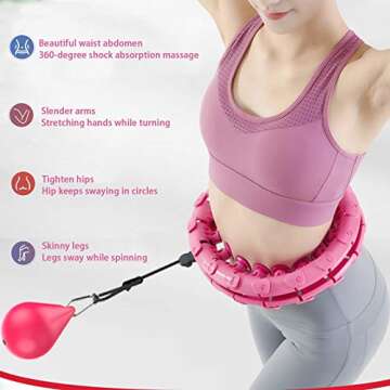 Weighted Smart Hula Hoop, 2 in 1 Abdominal Fitness Massage Hoola Hoop, 24 Detachable and Adjustable ...