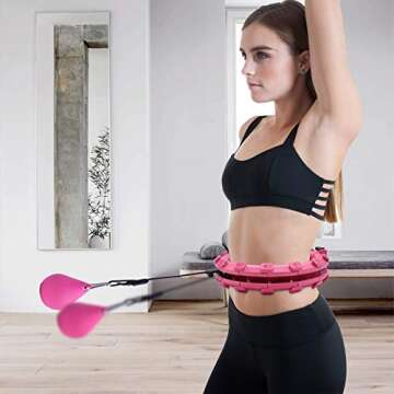 Weighted Smart Hula Hoop, 2 in 1 Abdominal Fitness Massage Hoola Hoop, 24 Detachable and Adjustable Weight Automatic Rotating Balls, Suitable for Adults and Weight Loss, and Teenagers to Exercise
