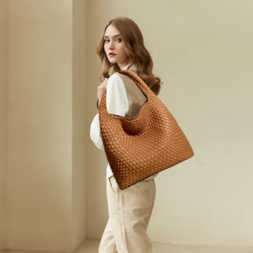 Chic Vegan Leather Hand-Woven Tote Bag for Women