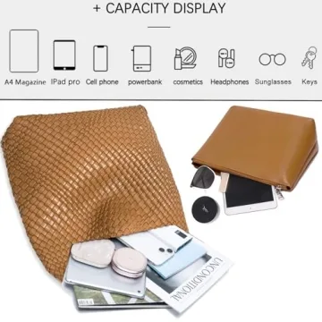 Chic Vegan Leather Hand-Woven Tote Bag for Women