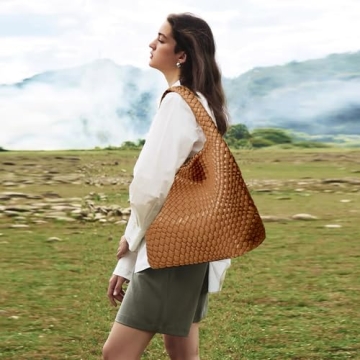 Chic Vegan Leather Hand-Woven Tote Bag for Women