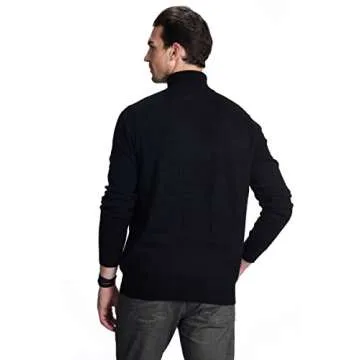 State Cashmere Men's Essential Turtleneck Sweater 100% Pure Cashmere Classic Long Sleeve Pullover (Black, X-Large)