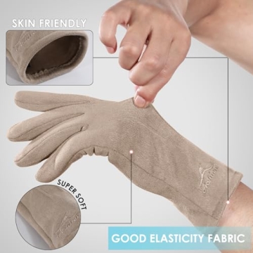 Achiou Women Winter Touchscreen Gloves Soft Comfortable Thermal Elastic Stretch Texting Glove for Traveling,Cycling,Running