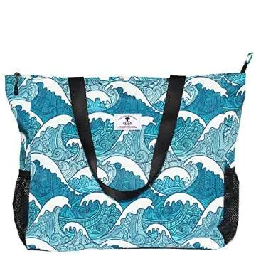 ESVAN LARGE BEACH BAG Water Resistant Lightweight 20 inch Women Oversize Tote Bag for Gym Beach Travel Pool Yoga Nurse