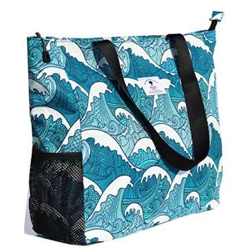 ESVAN LARGE BEACH BAG Water Resistant Lightweight 20 inch Women Oversize Tote Bag for Gym Beach Travel Pool Yoga Nurse