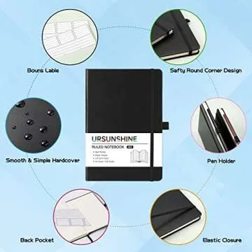 Classic Ruled Notebook/Journal with Pen Holder - 5.3” x 8.26”