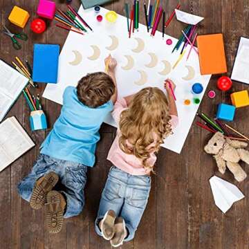 40pcs Moon Wood DIY Crafts Cutouts Wooden Moon Shaped Hanging Ornaments with Hole Hemp Ropes Wood Tags for Wedding Birthday Baby Shower Christmas Decorations