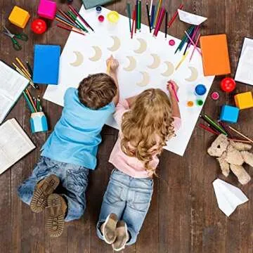 40pcs Moon Wood DIY Crafts Cutouts Wooden Moon Shaped Hanging Ornaments with Hole Hemp Ropes Wood Tags for Wedding Birthday Baby Shower Christmas Decorations