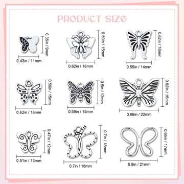 JIALEEY Butterfly Charms: 60 PCS Tibetan Silver Pendants for DIY Crafting