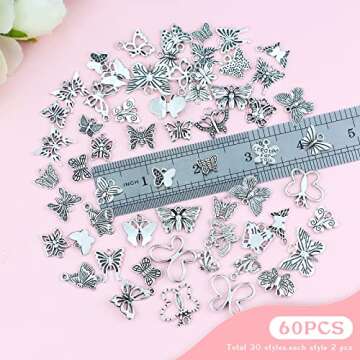 JIALEEY 60 PCS Butterfly Charms for Unique Jewelry Design