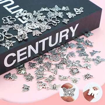 JIALEEY 60 PCS Butterfly Charms for Unique Jewelry Design