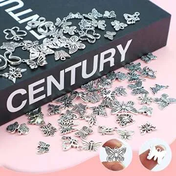 JIALEEY 60 PCS Butterfly Charms for Unique Jewelry Design
