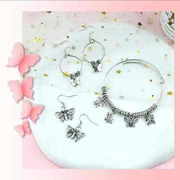 JIALEEY 60 PCS Butterfly Charms for Unique Jewelry Design