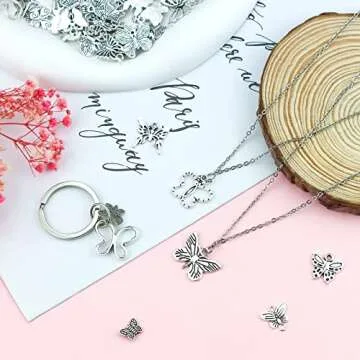 JIALEEY 60 PCS Butterfly Charms for Unique Jewelry Design
