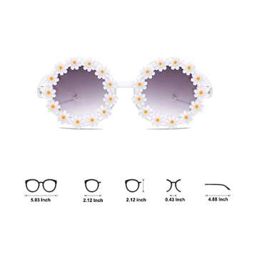 OZPYKAE Girl Round Flower Sunglasses,Flower Shaped Cute Glasses UV 400 Protection Outdoor Girl Boy G...