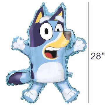 Bluey Birthday Party Supplies & Decorations | Large 28" Foil Bluey Balloon & 18" Round Foil Balloon | Sticker