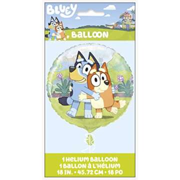 Bluey Birthday Party Supplies & Decorations | Large 28" Foil Bluey Balloon & 18" Round Foil Balloon | Sticker