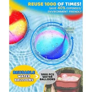 SOPPYCID 15Pcs Reusable Water Balloons, Reusable Water Balls For Kids, Easy to Fill, No Mess, Rainbow Water Balloons For Boys and Girls, Pool Outdoor Toys for Water Balloon Fights, Beach, Bath time