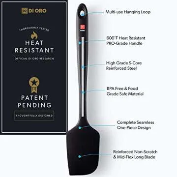 DI ORO Seamless Series Pro 14 Inch Extra Large Silicone Spatula - 600°F Heat-Resistant Rubber Spatula - Great for Baking, Cooking, and Scraping - BPA Free and LFGB Certified Food Safe Silicone (Black)