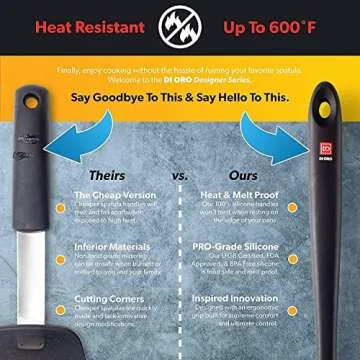 DI ORO Seamless Series Pro 14 Inch Extra Large Silicone Spatula - 600°F Heat-Resistant Rubber Spatula - Great for Baking, Cooking, and Scraping - BPA Free and LFGB Certified Food Safe Silicone (Black)