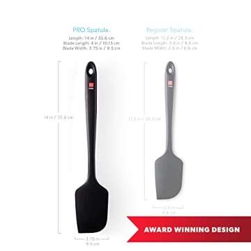 DI ORO Seamless Series Pro 14 Inch Extra Large Silicone Spatula - 600°F Heat-Resistant Rubber Spatula - Great for Baking, Cooking, and Scraping - BPA Free and LFGB Certified Food Safe Silicone (Black)