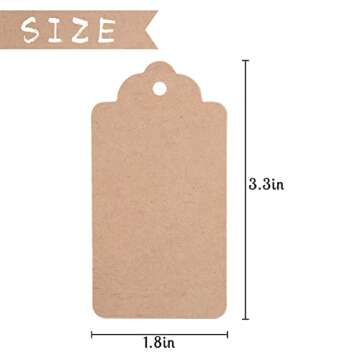 Koogel 160PCS Kraft Paper Gift Tags with Strings,3.3x1.8 Inch Brown Blank Tags Hanging Labels for Gi...