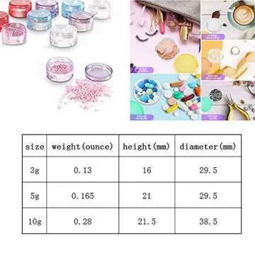 5 Gram Plastic Pot Jars 110 Pcs Cosmetic Containers 5mL Samples Container 11 Colors, Mixed Color