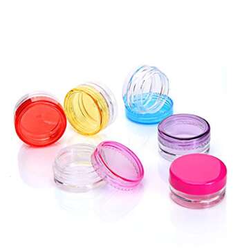 5 Gram Plastic Pot Jars 110 Pcs Cosmetic Containers 5mL Samples Container 11 Colors, Mixed Color