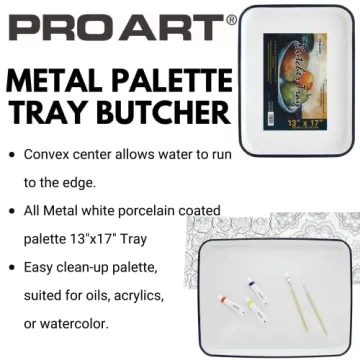 PRO ART Metal & Porcelain Butcher Tray Palette 13x17